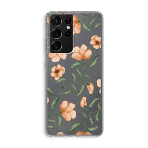 CaseCompany Peachy flowers: Samsung Galaxy S21 Ultra Transparant Hoesje