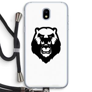 CaseCompany Angry Bear (white): Samsung Galaxy J5 (2017) Transparant Hoesje met koord