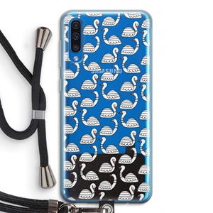 CaseCompany Zwanen: Samsung Galaxy A50 Transparant Hoesje met koord