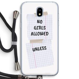 CaseCompany No Girls Allowed Unless: Samsung Galaxy J5 (2017) Transparant Hoesje met koord