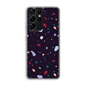 CaseCompany Dark Rounded Terrazzo: Samsung Galaxy S21 Ultra Transparant Hoesje