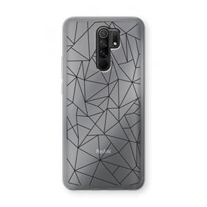 CaseCompany Geometrische lijnen zwart: Xiaomi Redmi 9 Transparant Hoesje