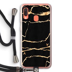CaseCompany Gouden marmer: Samsung Galaxy A20e Transparant Hoesje met koord