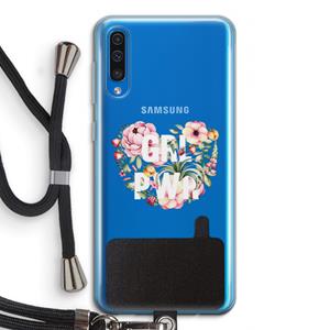 CaseCompany GRL PWR Flower: Samsung Galaxy A50 Transparant Hoesje met koord