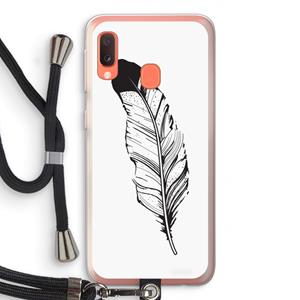 CaseCompany Pluim: Samsung Galaxy A20e Transparant Hoesje met koord