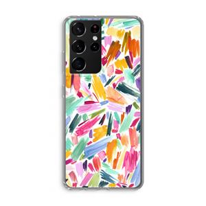CaseCompany Watercolor Brushstrokes: Samsung Galaxy S21 Ultra Transparant Hoesje