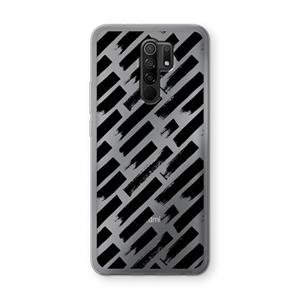 CaseCompany Zwarte vegen: Xiaomi Redmi 9 Transparant Hoesje