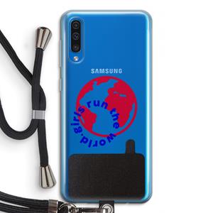 CaseCompany Run The World: Samsung Galaxy A50 Transparant Hoesje met koord