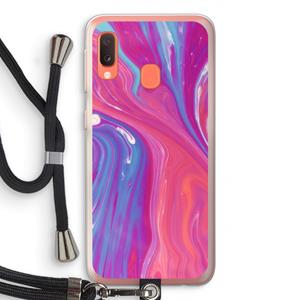 CaseCompany Paarse stroom: Samsung Galaxy A20e Transparant Hoesje met koord