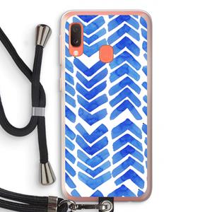 CaseCompany Blauwe pijlen: Samsung Galaxy A20e Transparant Hoesje met koord