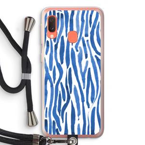 CaseCompany Blauwe nerven: Samsung Galaxy A20e Transparant Hoesje met koord