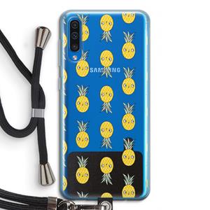 CaseCompany Ananas: Samsung Galaxy A50 Transparant Hoesje met koord