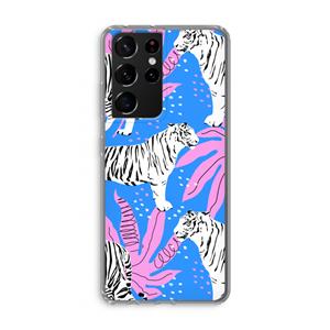 CaseCompany Tijger: Samsung Galaxy S21 Ultra Transparant Hoesje