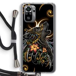 CaseCompany Huilende Wolf: Xiaomi Redmi Note 10S Transparant Hoesje met koord
