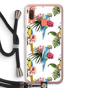 CaseCompany Kleurrijke papegaaien: Samsung Galaxy A20e Transparant Hoesje met koord