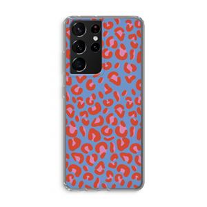 CaseCompany Leopard blue: Samsung Galaxy S21 Ultra Transparant Hoesje