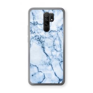 CaseCompany Blauw marmer: Xiaomi Redmi 9 Transparant Hoesje