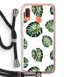 CaseCompany Tropische bladeren: Samsung Galaxy A20e Transparant Hoesje met koord