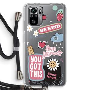 CaseCompany Positivity: Xiaomi Redmi Note 10S Transparant Hoesje met koord