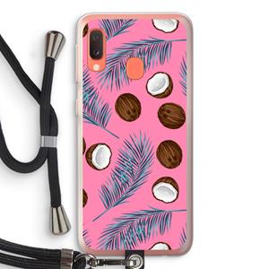 CaseCompany Kokosnoot roze: Samsung Galaxy A20e Transparant Hoesje met koord
