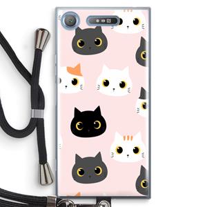 CaseCompany Katten: Sony Xperia XZ1 Transparant Hoesje met koord