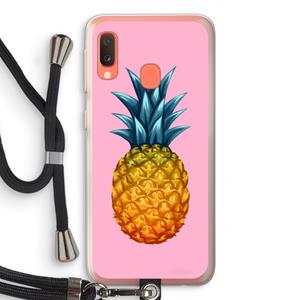 CaseCompany Grote ananas: Samsung Galaxy A20e Transparant Hoesje met koord