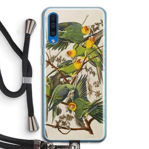 CaseCompany Carolinaparkiet: Samsung Galaxy A50 Transparant Hoesje met koord