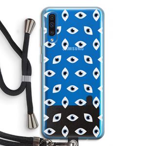 CaseCompany Eyes pattern: Samsung Galaxy A50 Transparant Hoesje met koord