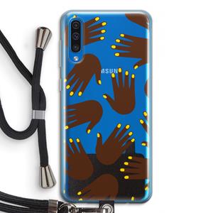 CaseCompany Hands dark: Samsung Galaxy A50 Transparant Hoesje met koord