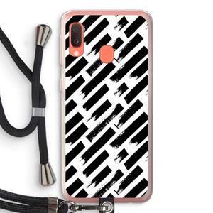 CaseCompany Zwarte vegen: Samsung Galaxy A20e Transparant Hoesje met koord