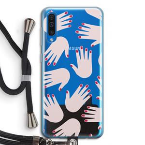CaseCompany Hands pink: Samsung Galaxy A50 Transparant Hoesje met koord