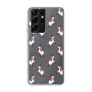CaseCompany Eenhoorns overal: Samsung Galaxy S21 Ultra Transparant Hoesje