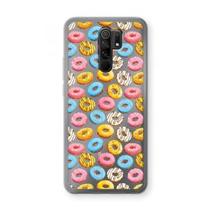 CaseCompany Pink donuts: Xiaomi Redmi 9 Transparant Hoesje