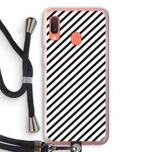 CaseCompany Strepen zwart-wit: Samsung Galaxy A20e Transparant Hoesje met koord