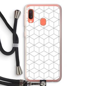 CaseCompany Zwart-witte kubussen: Samsung Galaxy A20e Transparant Hoesje met koord