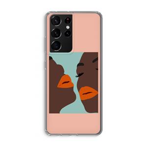 CaseCompany Orange lips: Samsung Galaxy S21 Ultra Transparant Hoesje