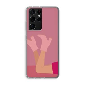 CaseCompany Pink boots: Samsung Galaxy S21 Ultra Transparant Hoesje