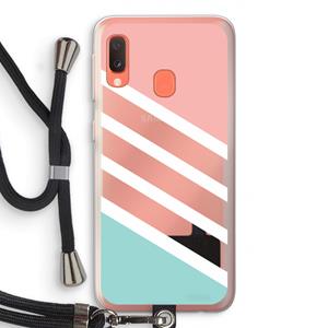 CaseCompany Strepen pastel: Samsung Galaxy A20e Transparant Hoesje met koord