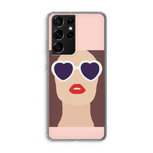 CaseCompany Red lips: Samsung Galaxy S21 Ultra Transparant Hoesje