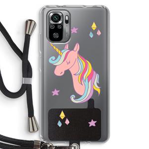 CaseCompany Roze eenhoorn: Xiaomi Redmi Note 10S Transparant Hoesje met koord