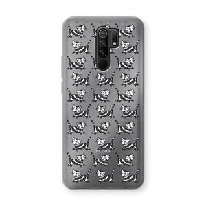 CaseCompany Zwarte poes: Xiaomi Redmi 9 Transparant Hoesje