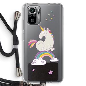 CaseCompany Regenboog eenhoorn: Xiaomi Redmi Note 10S Transparant Hoesje met koord
