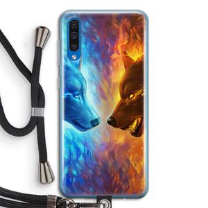 CaseCompany Fire & Ice: Samsung Galaxy A50 Transparant Hoesje met koord