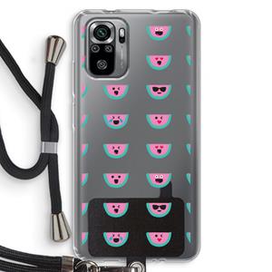 CaseCompany Smiley watermeloenprint: Xiaomi Redmi Note 10S Transparant Hoesje met koord