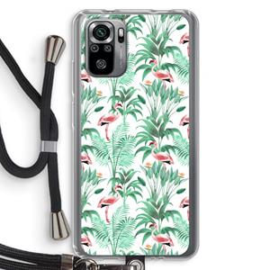 CaseCompany Flamingo bladeren: Xiaomi Redmi Note 10S Transparant Hoesje met koord