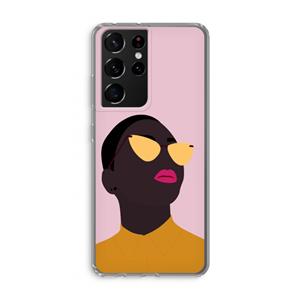 CaseCompany Yellow glasses: Samsung Galaxy S21 Ultra Transparant Hoesje