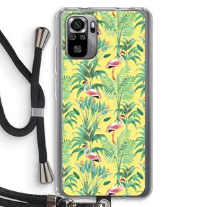 CaseCompany Flamingo party: Xiaomi Redmi Note 10S Transparant Hoesje met koord