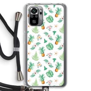 CaseCompany Ananas bladeren: Xiaomi Redmi Note 10S Transparant Hoesje met koord