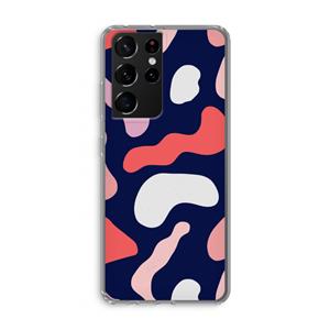 CaseCompany Memphis Shapes Pink: Samsung Galaxy S21 Ultra Transparant Hoesje