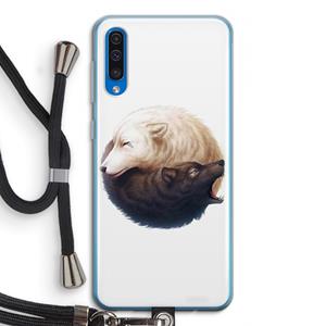 CaseCompany Yin Yang Wolves: Samsung Galaxy A50 Transparant Hoesje met koord